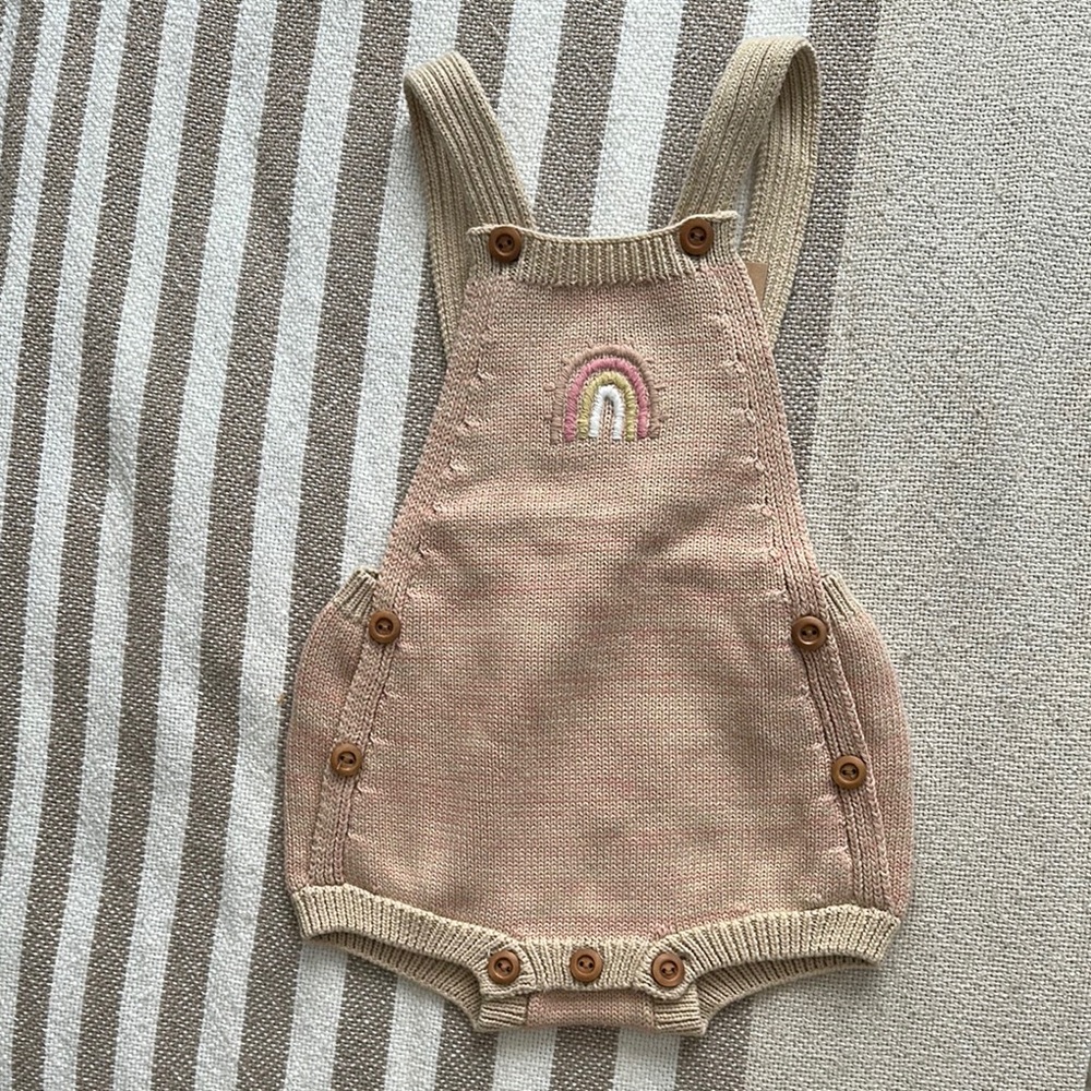 Wild Wawa Kids pink Knit Overalls